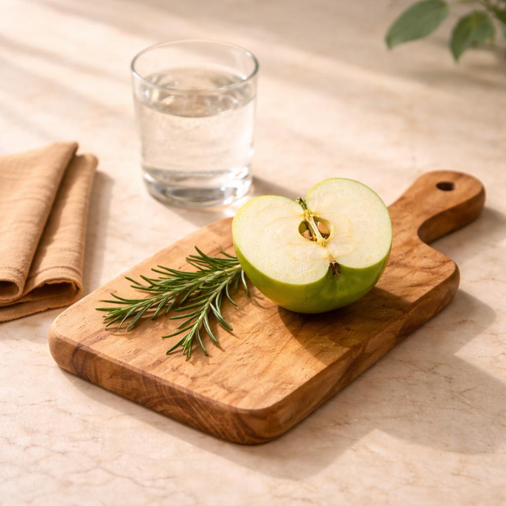 Green apple and morning light for energy support